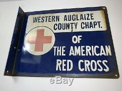 14 Rare Vintage Original American Red Cross Double Sided Porcelain Adv. Sign