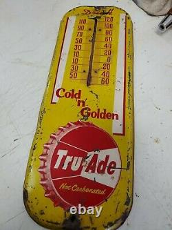 16 Inch Drink Tru Ade Thermometer Vintage Orange rare cold and golden