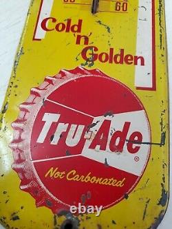 16 Inch Drink Tru Ade Thermometer Vintage Orange rare cold and golden