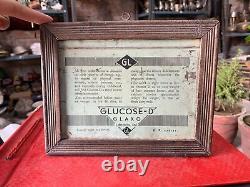 1900's Rare Vintage GLUCOSE-D GLAXO Advertisement Litho Tin Box Sign Framed