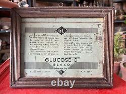 1900's Rare Vintage GLUCOSE-D GLAXO Advertisement Litho Tin Box Sign Framed