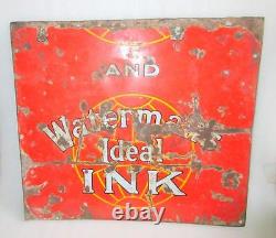 1920'S Vintage Old Rare Collectible WATERMAN'S INK Porcelain Enamel Sign ADV EHS