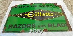1920 Vintage Gillette Razor Blade Enamel Sign Board USA Rare Original Decorative
