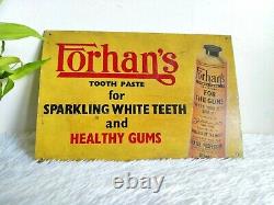 1920 Vintage Rare Advertising Rj Forhans Tooth Paste Tin Sign New York USA TS392