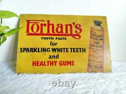 1920 Vintage Rare Advertising Rj Forhans Tooth Paste Tin Sign New York USA TS392