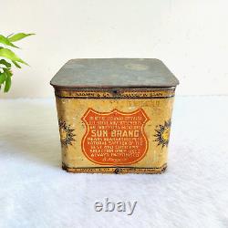 1920 Vintage Sun Brand S Naraen & Co Saffron Advertising Tin Box Spain Rare T431