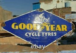 1920's Old Vintage Rare Double Sided Goodyear Tyres Porcelain Enamel Sign Board