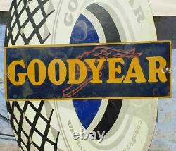 1920's Old Vintage Rare Goodyear Tire Ad Porcelain Enamel Sign Board Collectible