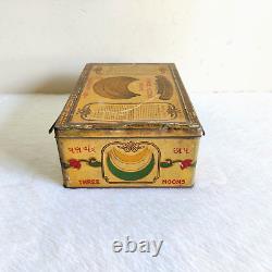 1920s Vintage Karsandas Ludha Three Moon Saffron Advertising Tin Box Rare T689