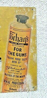1920s Vintage Rare Advertising R. J. Forhan's Tooth Paste Tin Sign New York USA