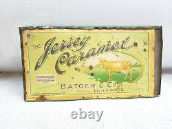 1920s Vintage Rare Batger Co The Jersey Caramel Estd 1748 Paper On Tin Sign