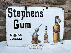 1920s Vintage Rare Patent Enamel Co. H. C. Stephens' Gum Enamel Sign Board London