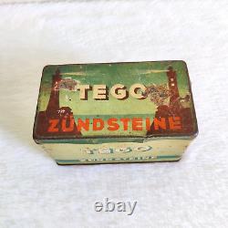 1920s Vintage Tego Zundsteine Lighter Flints Advertising Litho Tin Box Rare T352