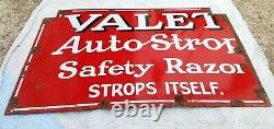 1920s Vintage Valet Auto Strop Safety Razor Enamel Sign Rare Advertisement USA