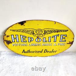 1930 Vintage Hepolite Double Sided Advertising Enamel Sign Rare Automobile EB190