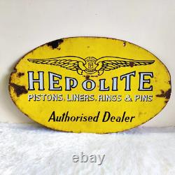 1930 Vintage Hepolite Double Sided Advertising Enamel Sign Rare Automobile EB190