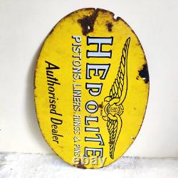 1930 Vintage Hepolite Double Sided Advertising Enamel Sign Rare Automobile EB190