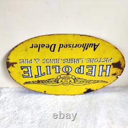 1930 Vintage Hepolite Double Sided Advertising Enamel Sign Rare Automobile EB190
