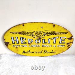1930 Vintage Hepolite Double Sided Advertising Enamel Sign Rare Automobile EB190