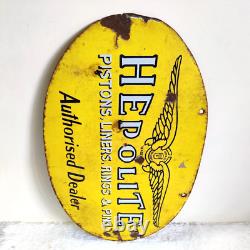 1930 Vintage Hepolite Double Sided Advertising Enamel Sign Rare Automobile EB190