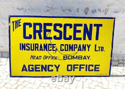 1930 Vintage The Crescent Insurance Co. Advertising Enamel Sign Board Rare EB413