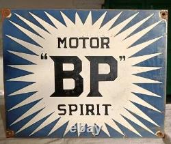 1930's Old Antique Vintage Rare BP Spirit Motor Oil Porcelain Enamel Sign Board