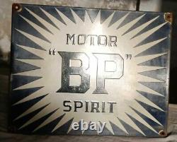 1930's Old Antique Vintage Rare BP Spirit Motor Oil Porcelain Enamel Sign Board