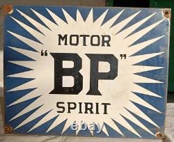1930's Old Antique Vintage Rare BP Spirit Motor Oil Porcelain Enamel Sign Board