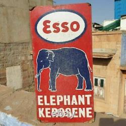 1930's Old Antique Vintage Rare ESSO Elephant Kerosene Oil Porcelain Enamel Sign