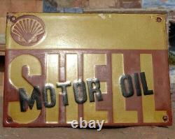 1930's Old Antique Vintage Very Rare Shell Motor Oil Porcelain Enamel Sign Board