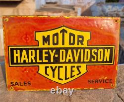 1930's Old Vintage Rare Harley-Davidson Motor Cycles Porcelain Enamel Sign Board