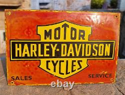 1930's Old Vintage Rare Harley-Davidson Motor Cycles Porcelain Enamel Sign Board