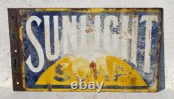 1930's Rare Vintage Old Sunlight Soap Ad Porcelain Enamel Sign Board England
