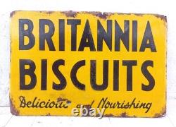 1930's Vintage Old Rare Britannia Biscuits Advertise Porcelain Enamel Sign Board