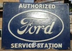 1930's Vintage Old Rare Ford Service Porcelain Enamel Sign Board, Collectible