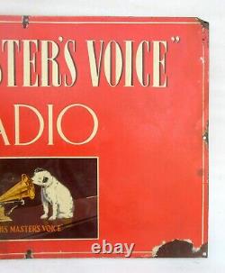1930's Vintage Old Rare His Master Voice Radio Ad Porcelain Enamel Sign Board