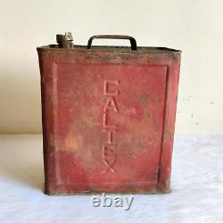 1930s Vintage Caltex Petrol Tin Can Automobile Collectible Rare Decorative TI637