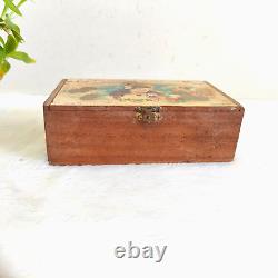 1930s Vintage Lady Lithography Perfume Advertising Wooden Box Rare W85