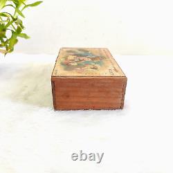 1930s Vintage Lady Lithography Perfume Advertising Wooden Box Rare W85