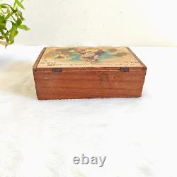 1930s Vintage Lady Lithography Perfume Advertising Wooden Box Rare W85