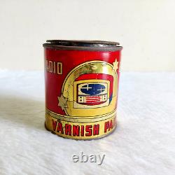 1930s Vintage Old Radio Brand Varnish Paint Advertising Tin Box Rare TB260