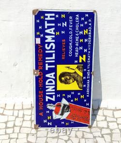 1930s Vintage Zinda Tilismath Ointment Advertising Enamel Sign Board Rare EB543