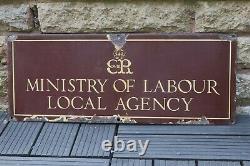 1936 EDWARD VIII Genuine RARE Vintage ENAMEL MINISTRY OF LABOUR AGENCY SIGN