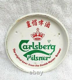 1940 Vintage Rare Double Sided Carlsberg Pilsner Breweriana Advertising Tin Tray