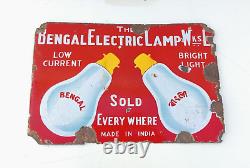 1940s Vintage Bengal Electric Lamp Advertising Enamel Sign Board Rare Old EB220