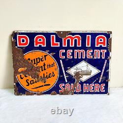 1940s Vintage Dalmia Cement Sold Here Enamel Sign Board Rare Collectible EB134