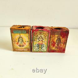 1940s Vintage Lord Krishna Goddess Lithograph Prints Tin Box Rare Old 3 Pcs T332