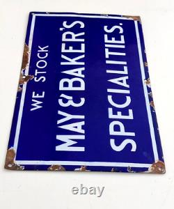 1940s Vintage May & Baker Specialities Advertising Enamel Sign Board Rare EB248