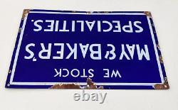 1940s Vintage May & Baker Specialities Advertising Enamel Sign Board Rare EB248