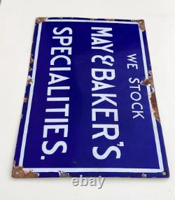 1940s Vintage May & Baker Specialities Advertising Enamel Sign Board Rare EB248